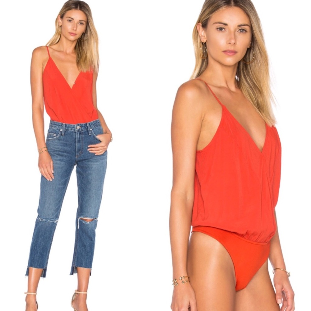 Lovers + Friends Vision Cami Bodysuit Rust Orange
